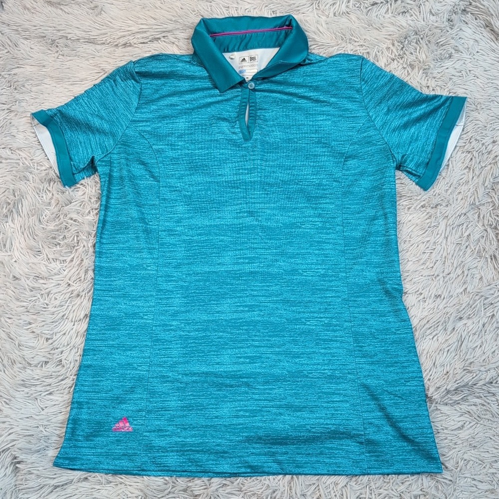 Adidas Shirt Womens M Blue Cool Max Pure Motion Golf Athletic Stretch Active